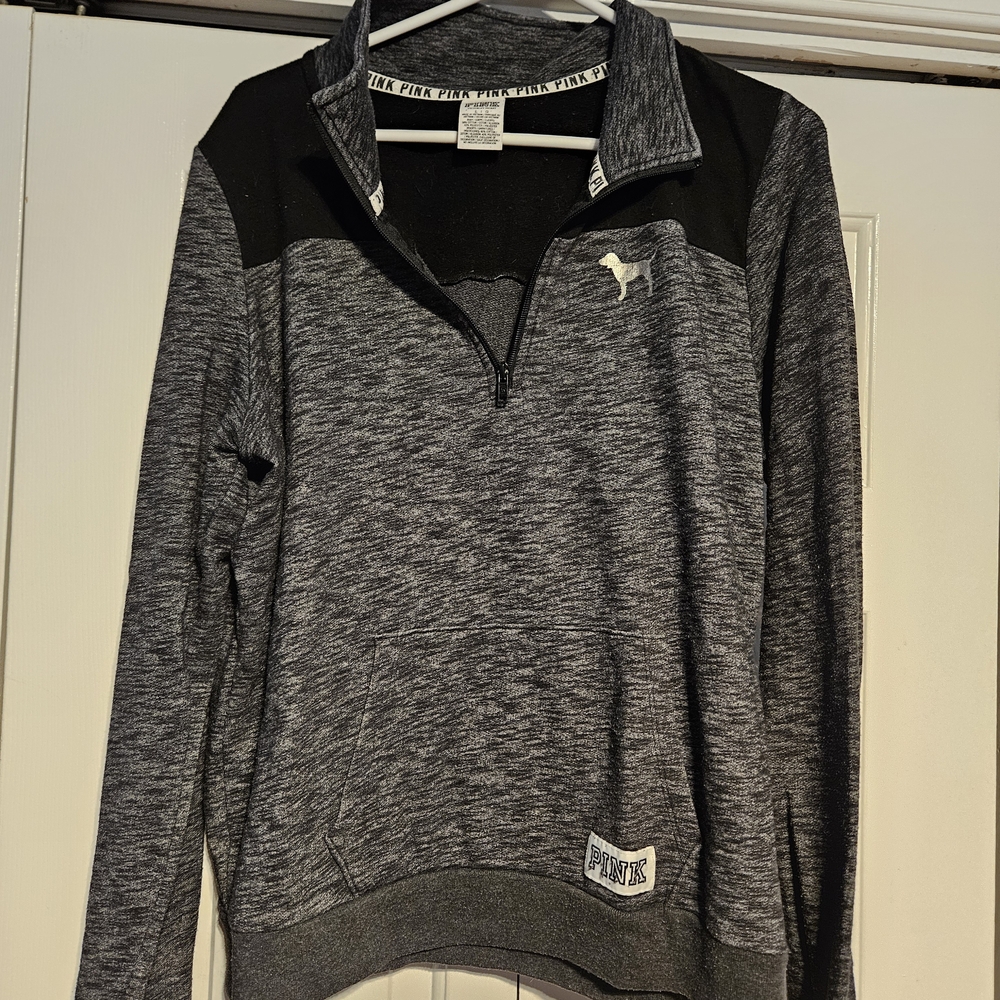 Victoria's Secret Black and Gray Zip-Up Sweater